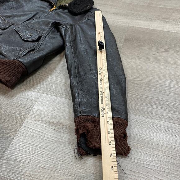 True Vintage 50s 60s Aviator Bomber Flight Jacket Talon Zipper Men's L - Picture 7 of 10